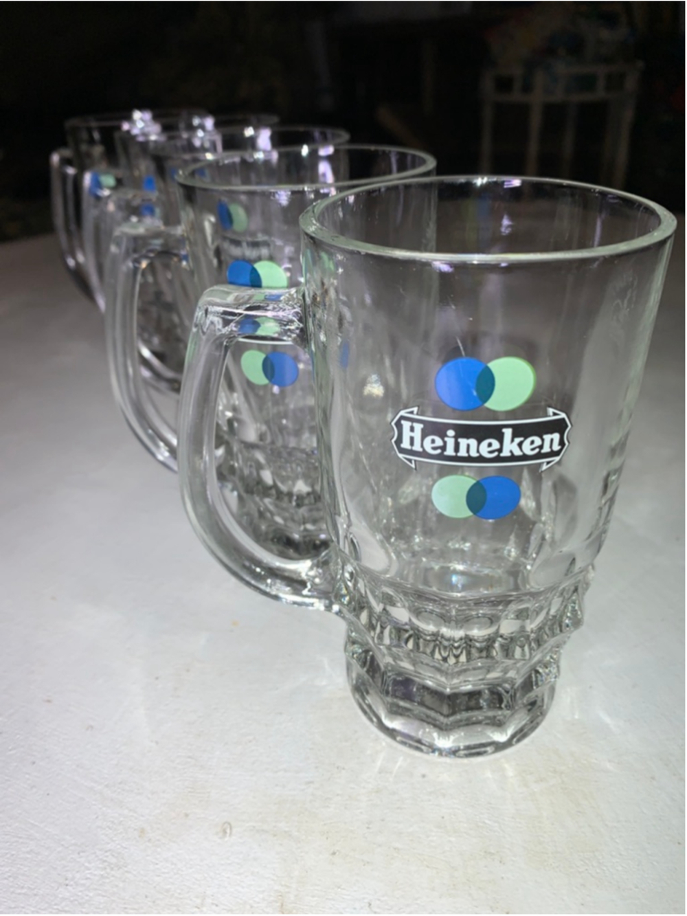 1976 Heineken Clear Green Half Pint Beer Mugs Set of 4
